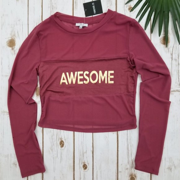 Forever 21 Iris Awesome Mesh Crop Top Mauve - Picture 8 of 12